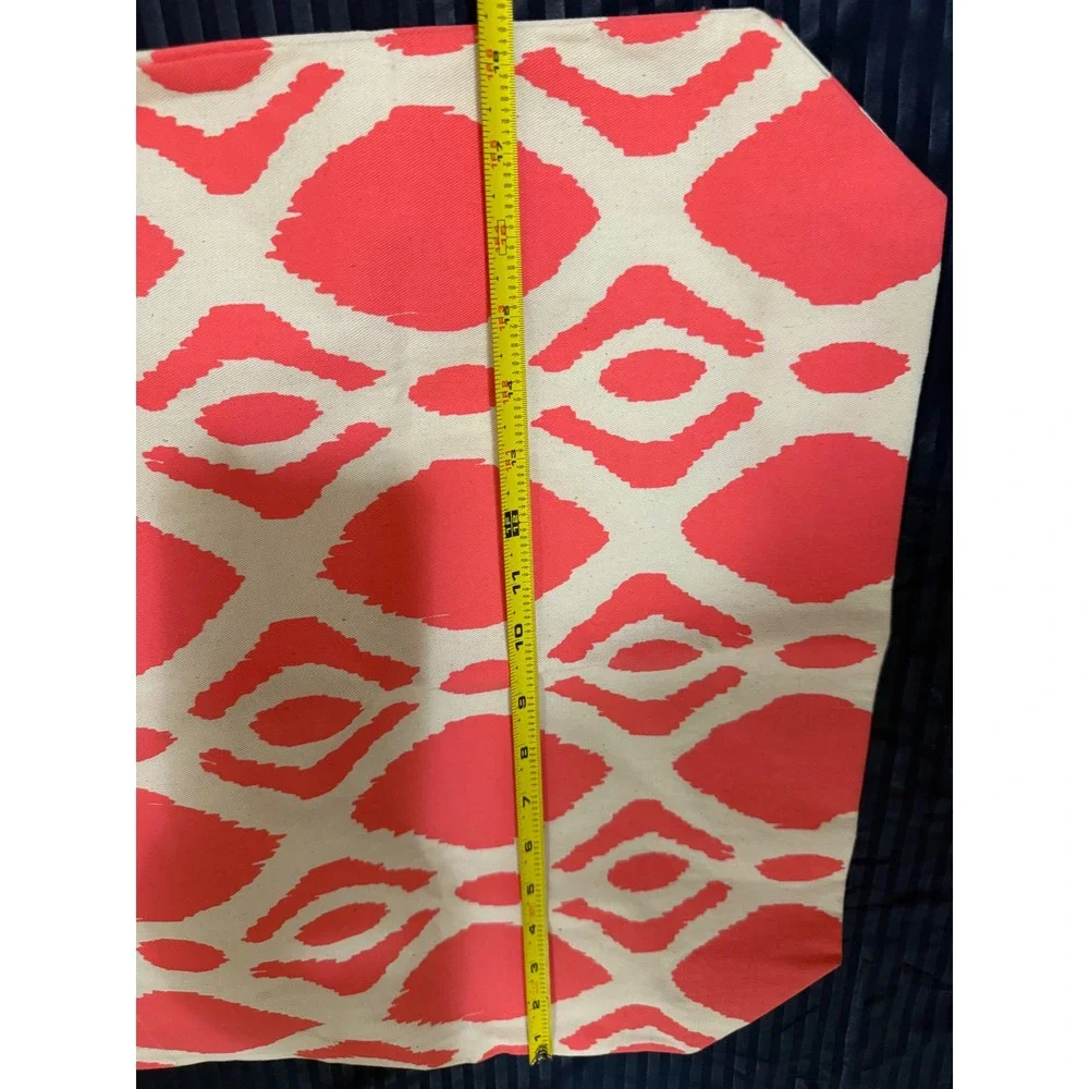 Pink Ikat Diamond Canvas Tote Bag Bohemian Reusable Shopper Pink White